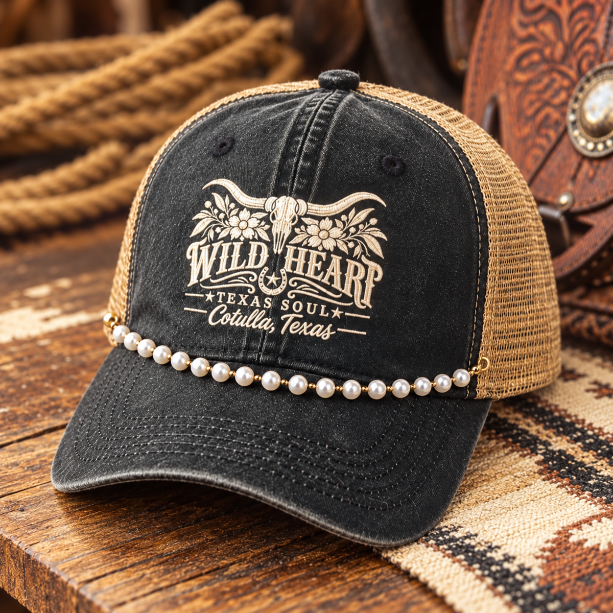 Faux Pearl Trucker Hat Chain