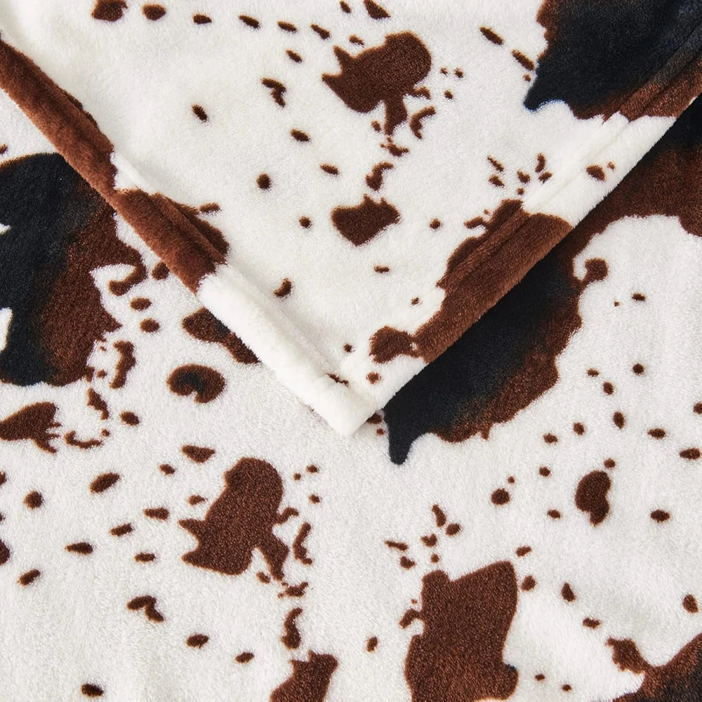 Soft Cow Print Fleece Throw Blanket