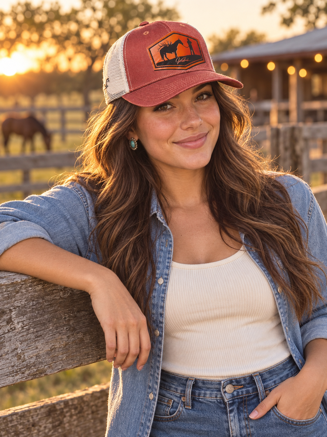 Rust & Cream Horse Packout Trucker Hat
