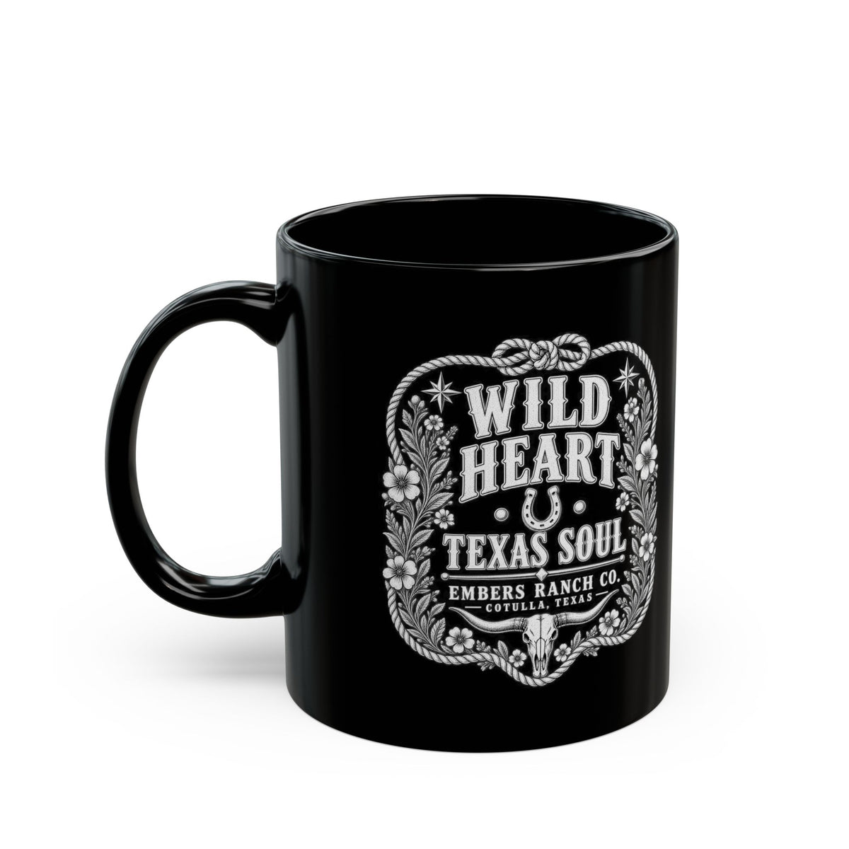 Wild Heart Texas Soul Black Coffee Mug – 11 oz