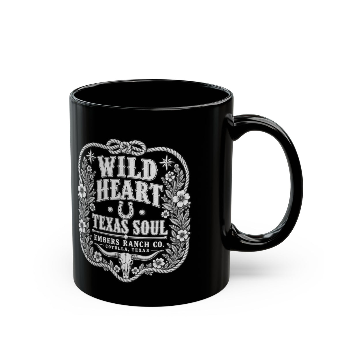 Wild Heart Texas Soul Black Coffee Mug – 11 oz