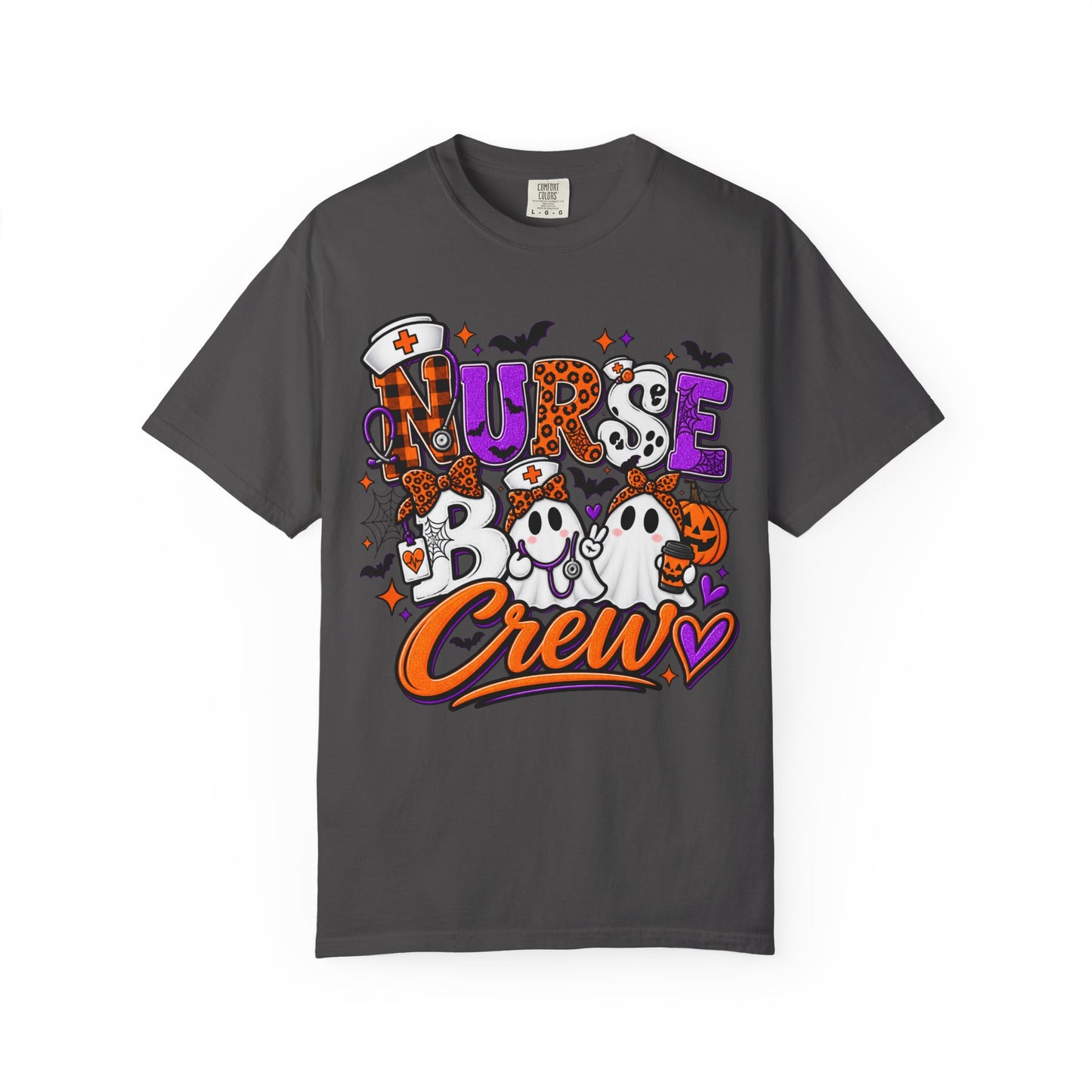 Nurse Boo Crew T-Shirt — Halloween Ghosts & Pumpkins Graphic Tee