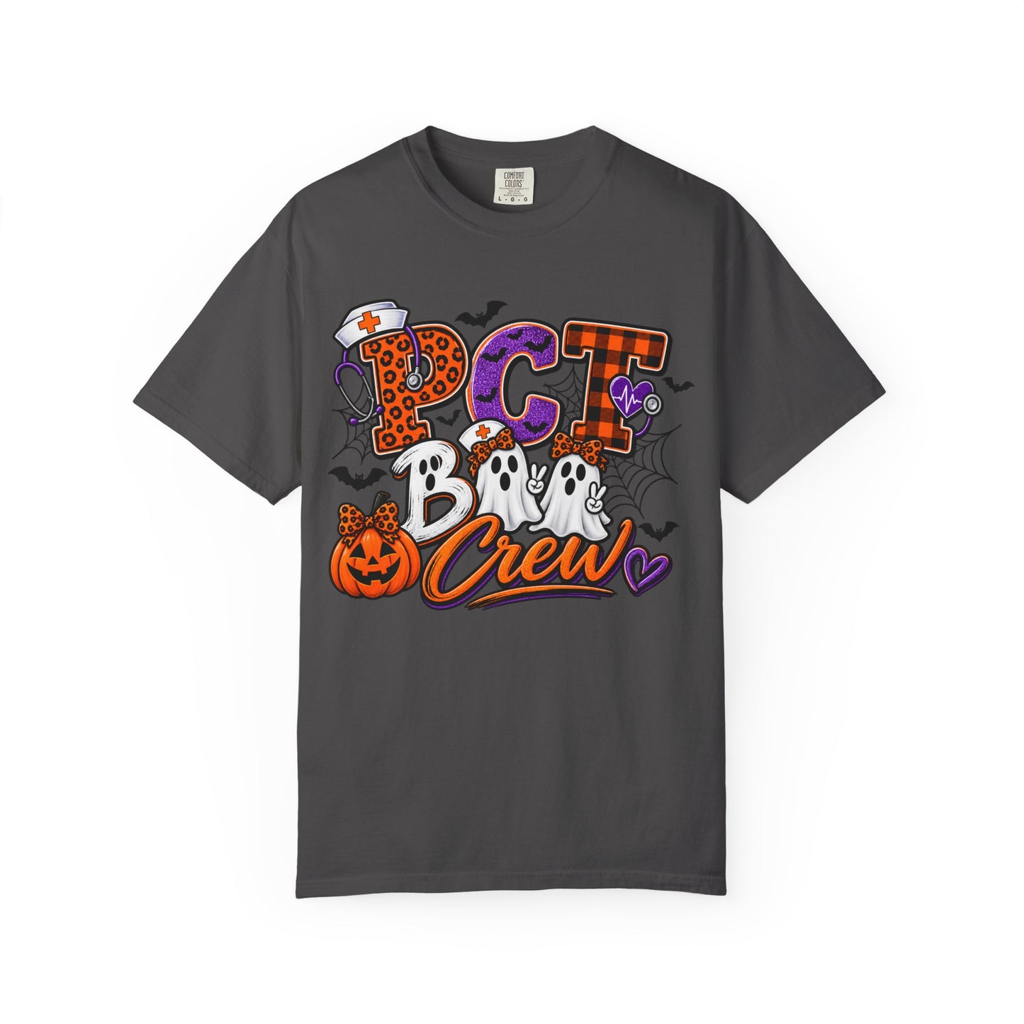 Halloween PCT Crew T-Shirt — Cute Ghosts, Pumpkin & ’Pet Crew’ Graphic
