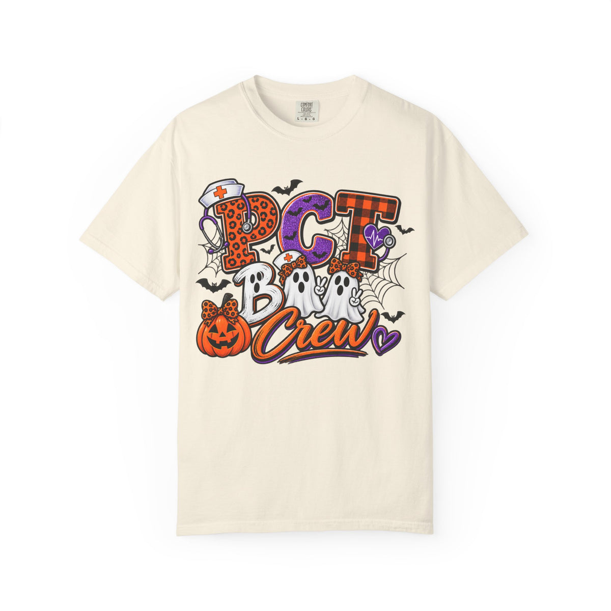 Halloween PCT Crew T-Shirt — Cute Ghosts, Pumpkin & ’Pet Crew’ Graphic