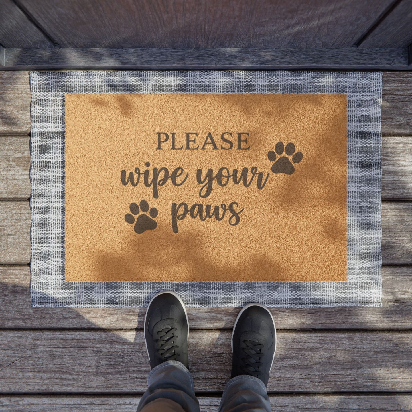 Please Wipe Your Paws Doormat – Pet Paw Print Coir Welcome Mat