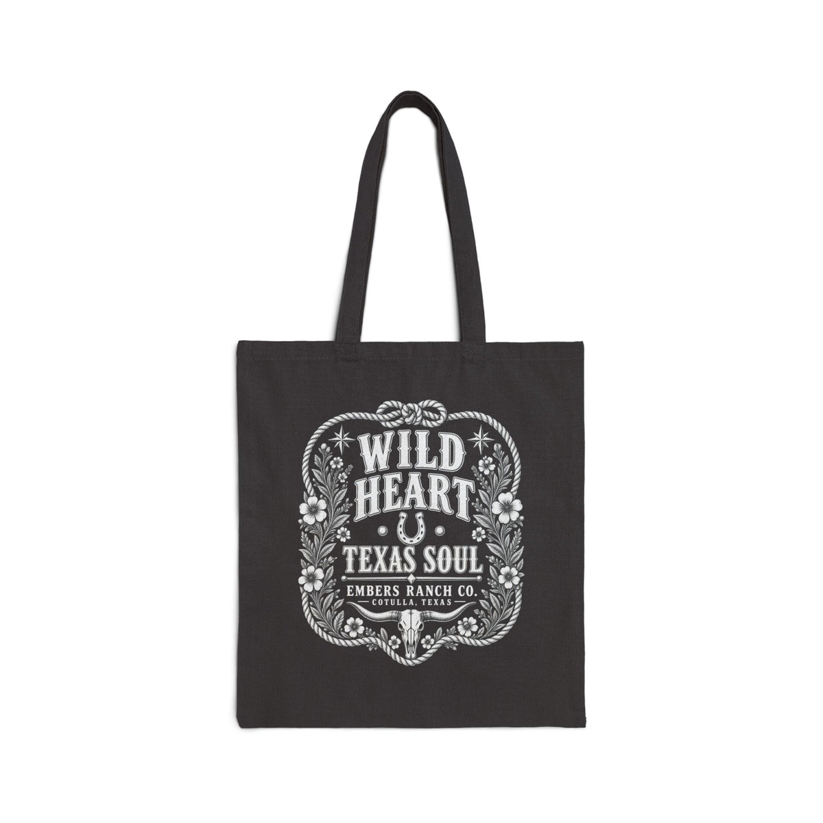 Wild Heart Texas Soul Black Canvas Tote Bag