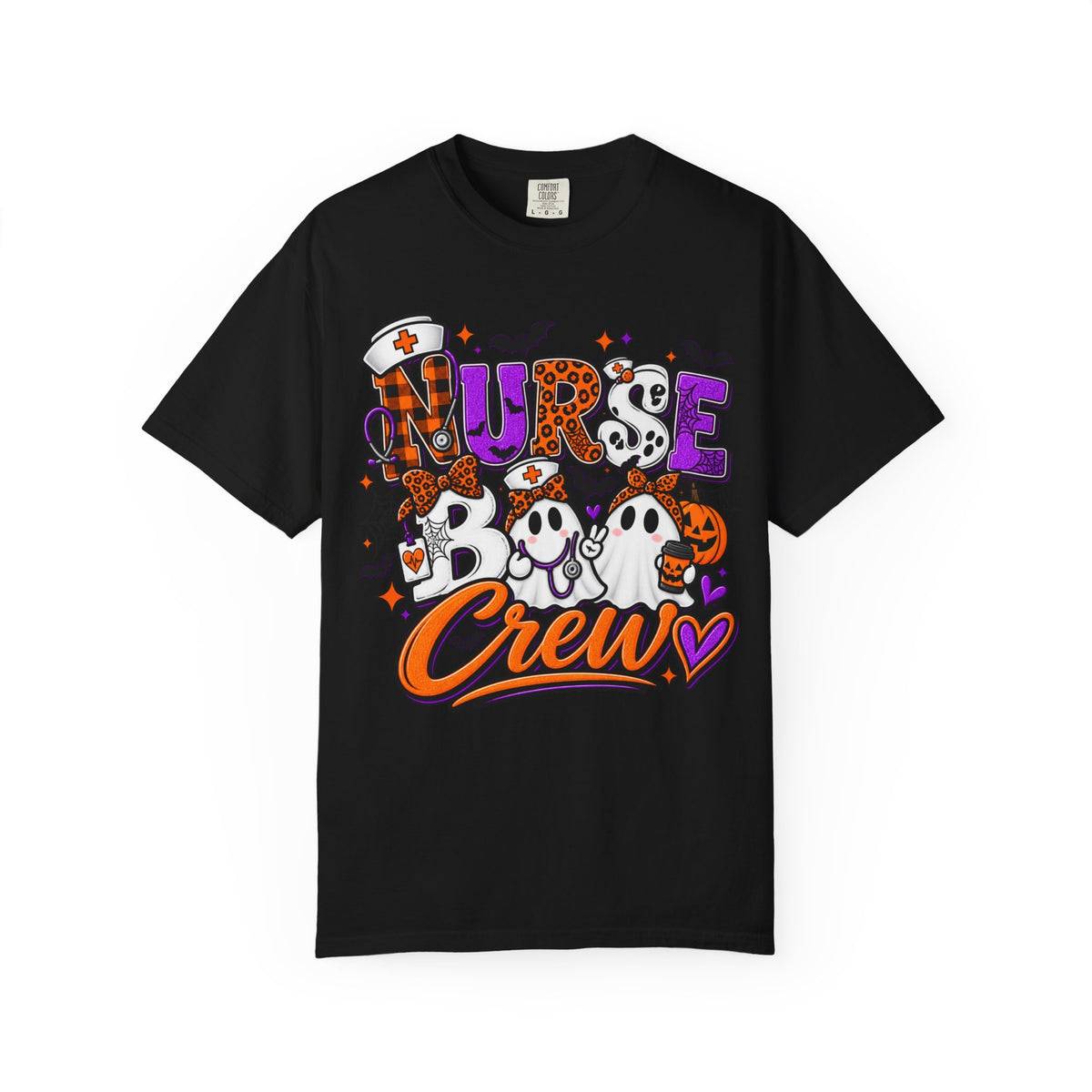 Nurse Boo Crew T-Shirt — Halloween Ghosts & Pumpkins Graphic Tee