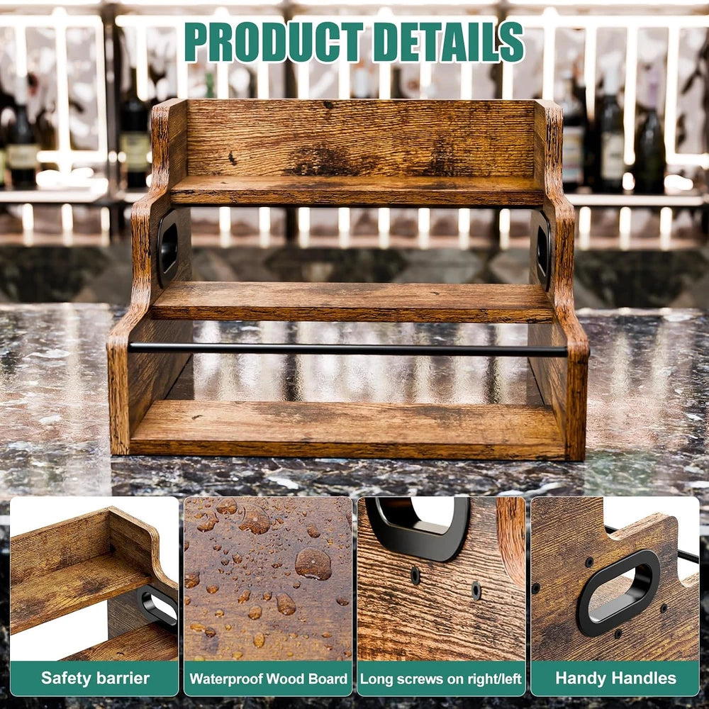 Wooden Coffee Syrup & Bottle Organizer Rack
