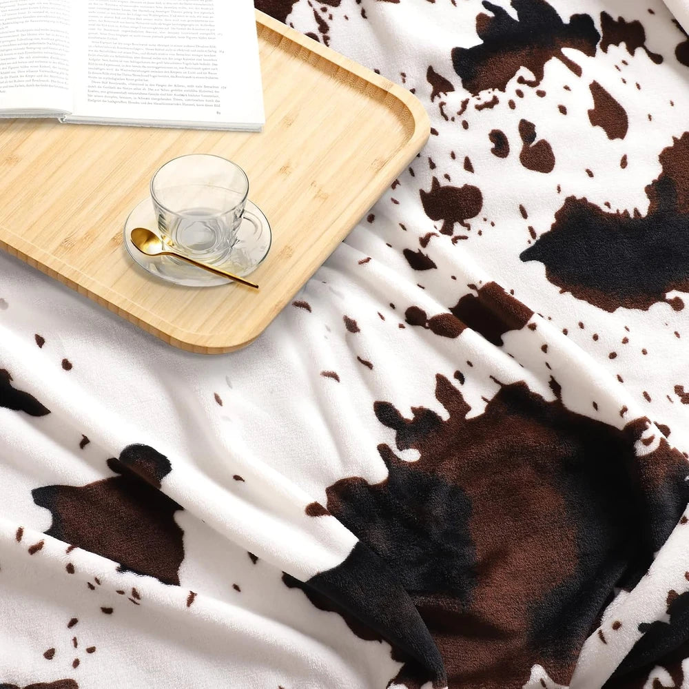 Soft Cow Print Fleece Throw Blanket