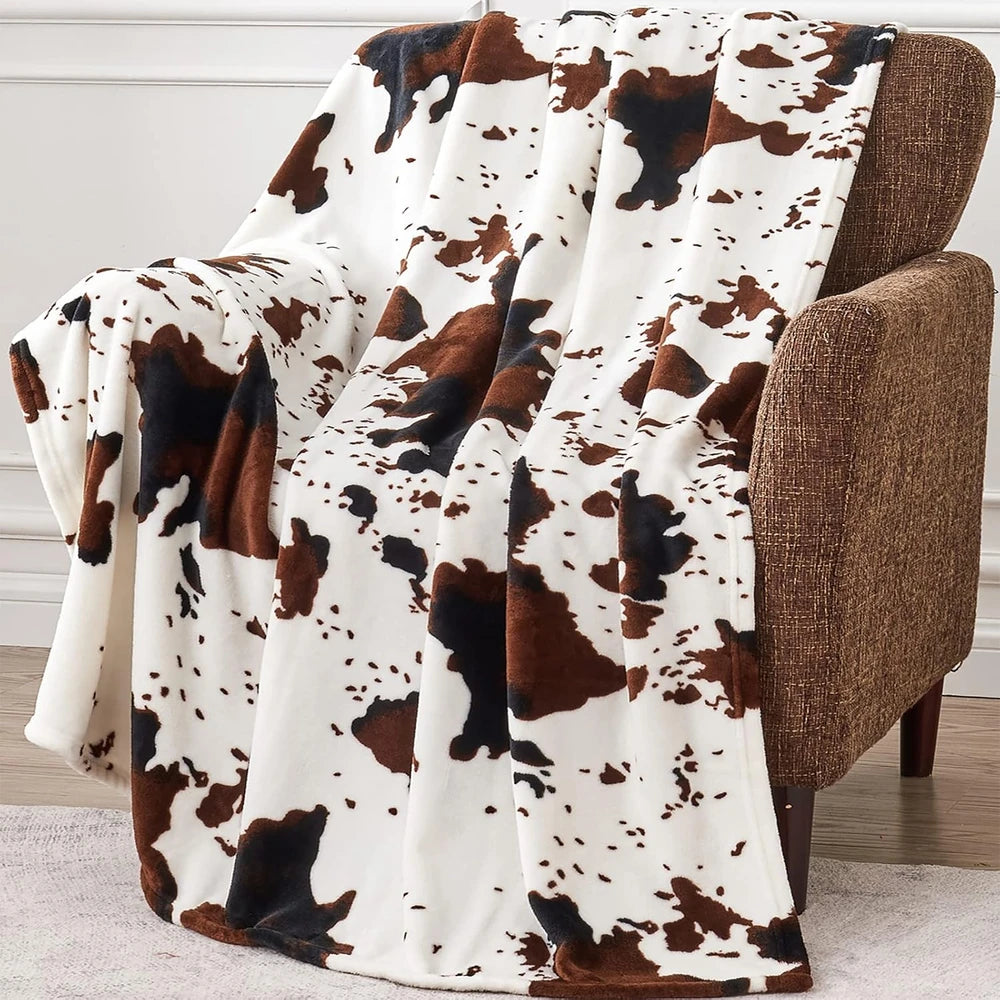 Soft Cow Print Fleece Throw Blanket