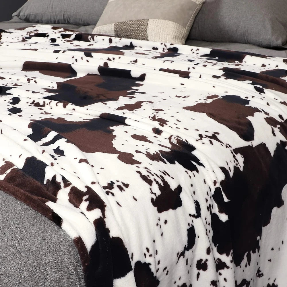Soft Cow Print Fleece Throw Blanket
