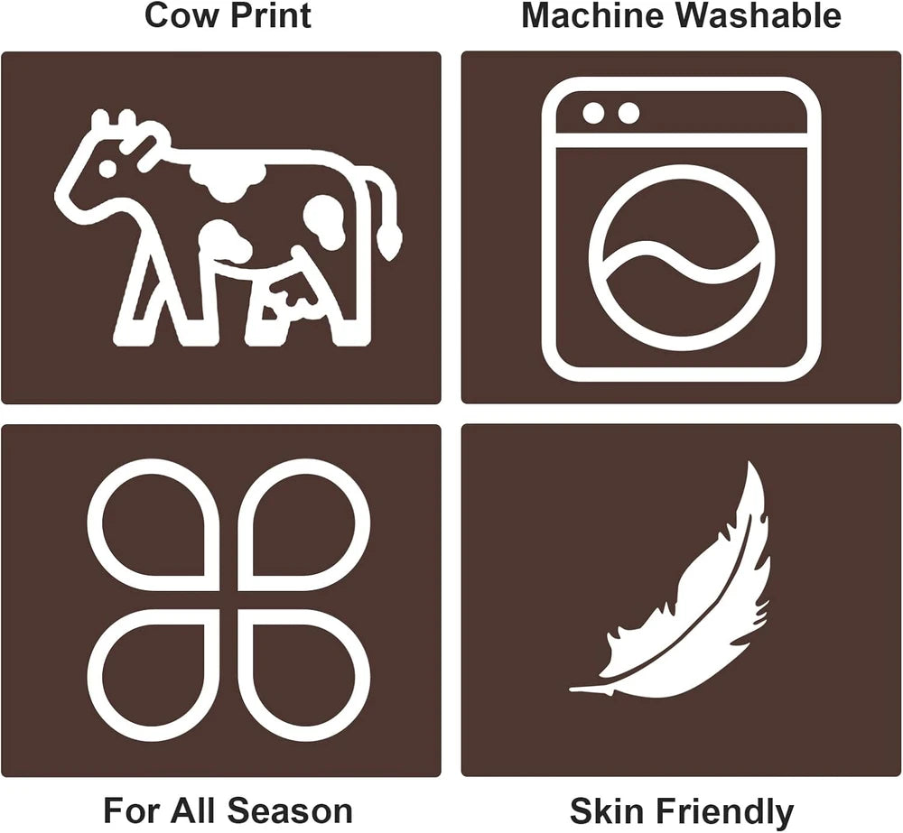 Soft Cow Print Fleece Throw Blanket