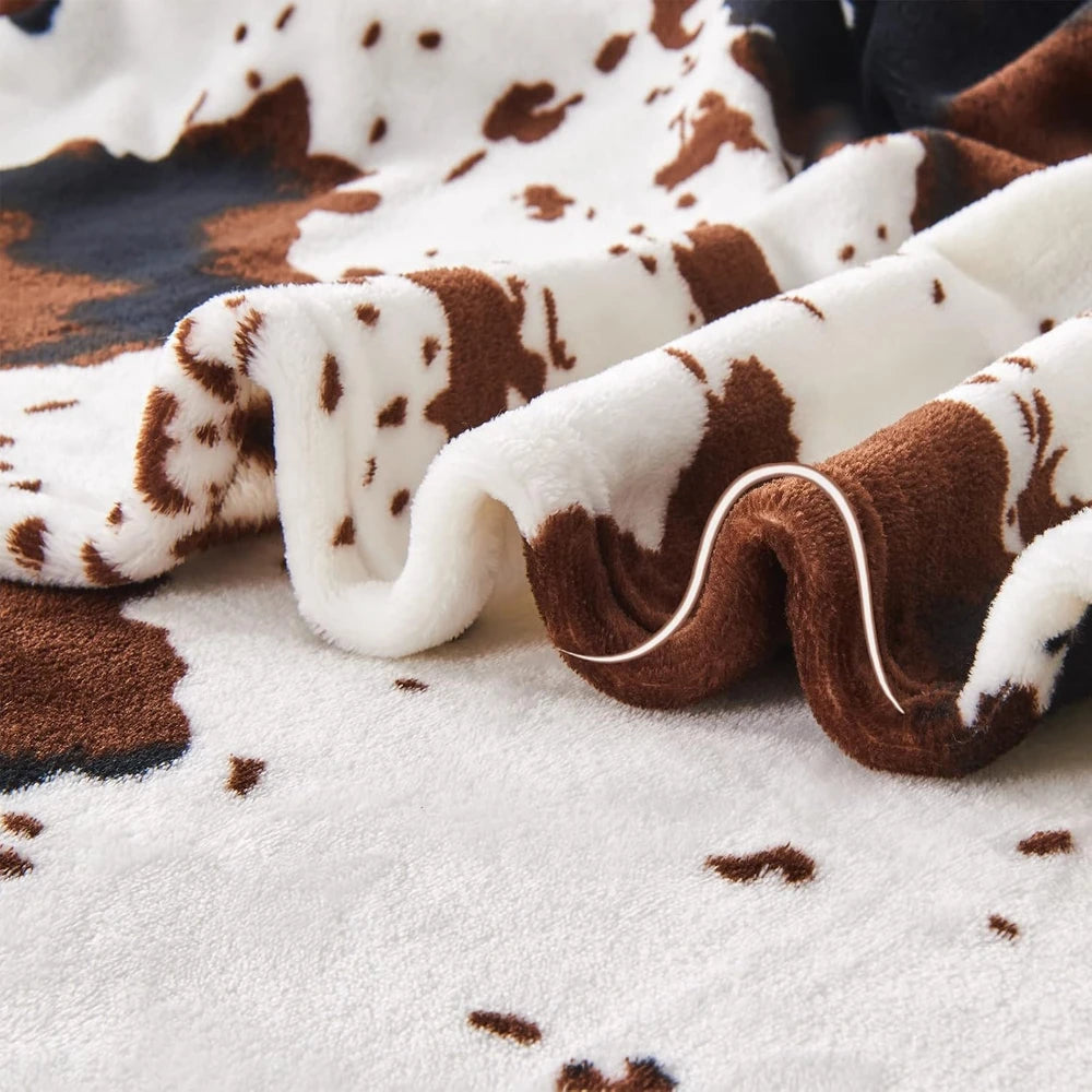 Soft Cow Print Fleece Throw Blanket