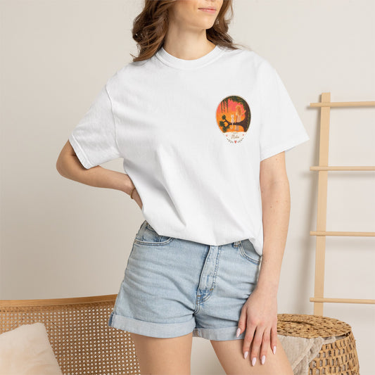 "Sunset Cat & Girl Graphic T-Shirt" Designs by Meka