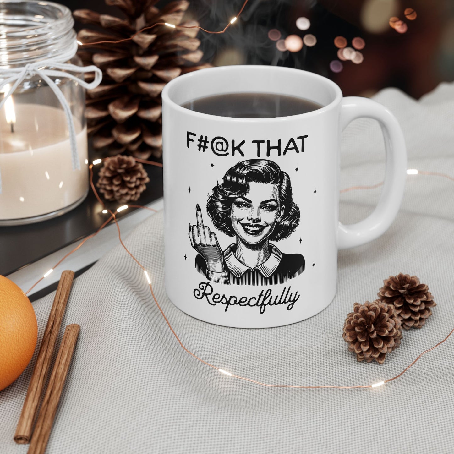 Ceramic Coffee Mug — F#@k That, Middle Finger Cat Funny 11oz/15oz