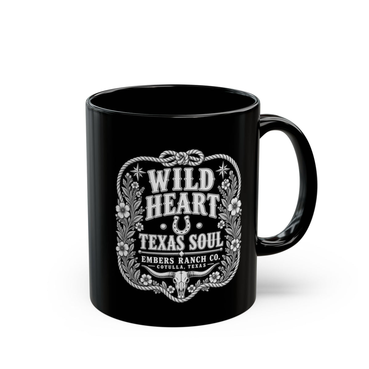 Wild Heart Texas Soul Black Coffee Mug – 11 oz