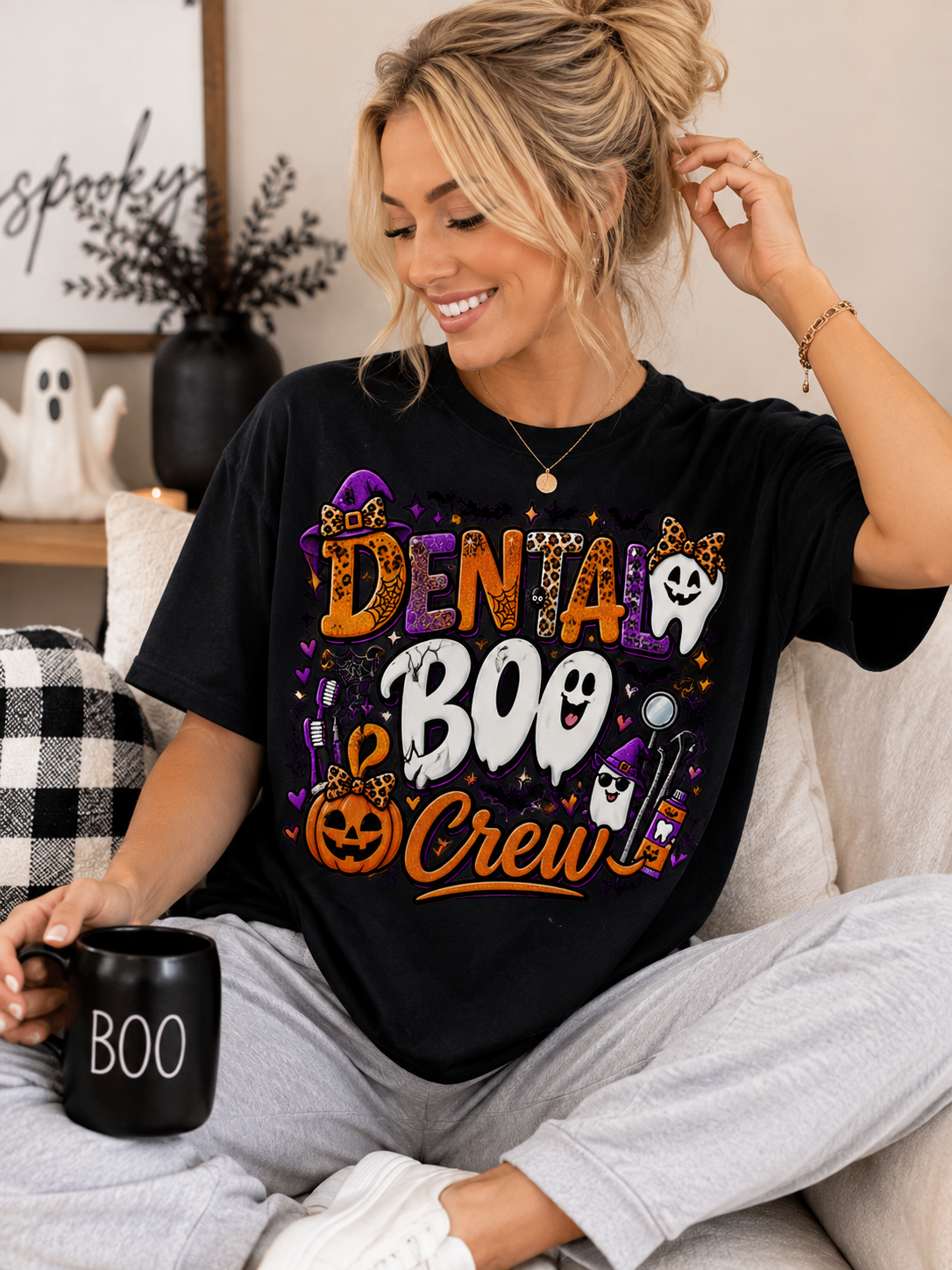 Dental Boo Crew T-Shirt — Halloween Cute Dental Hygienist Tee