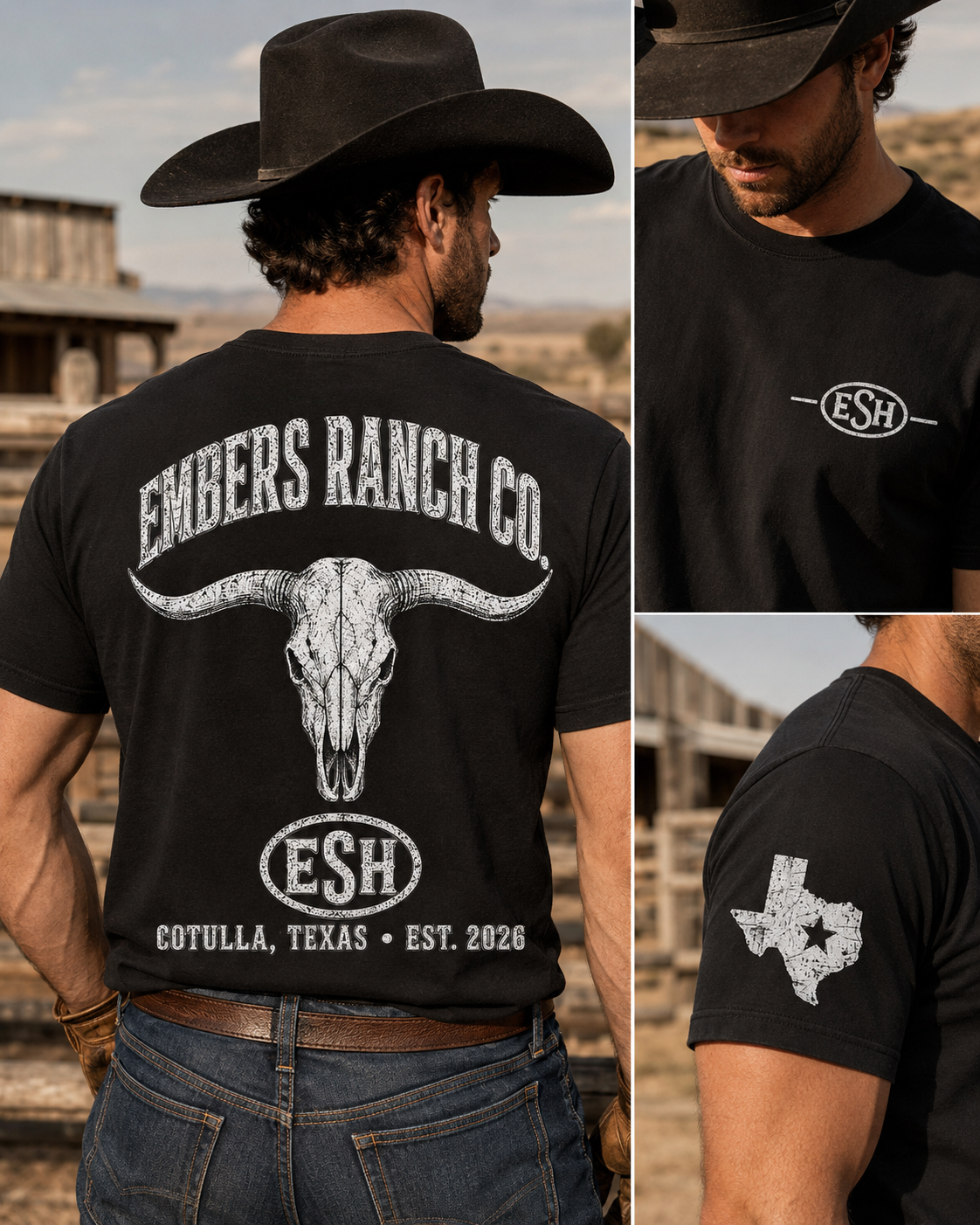 Embers Ranch Co. Longhorn Tee | Cotulla Texas Ranch Shirt | Western Workwear T-Shirt