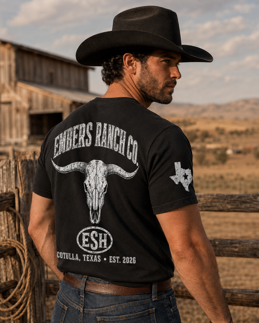 Embers Ranch Co. Longhorn Tee | Cotulla Texas Ranch Shirt | Western Workwear T-Shirt