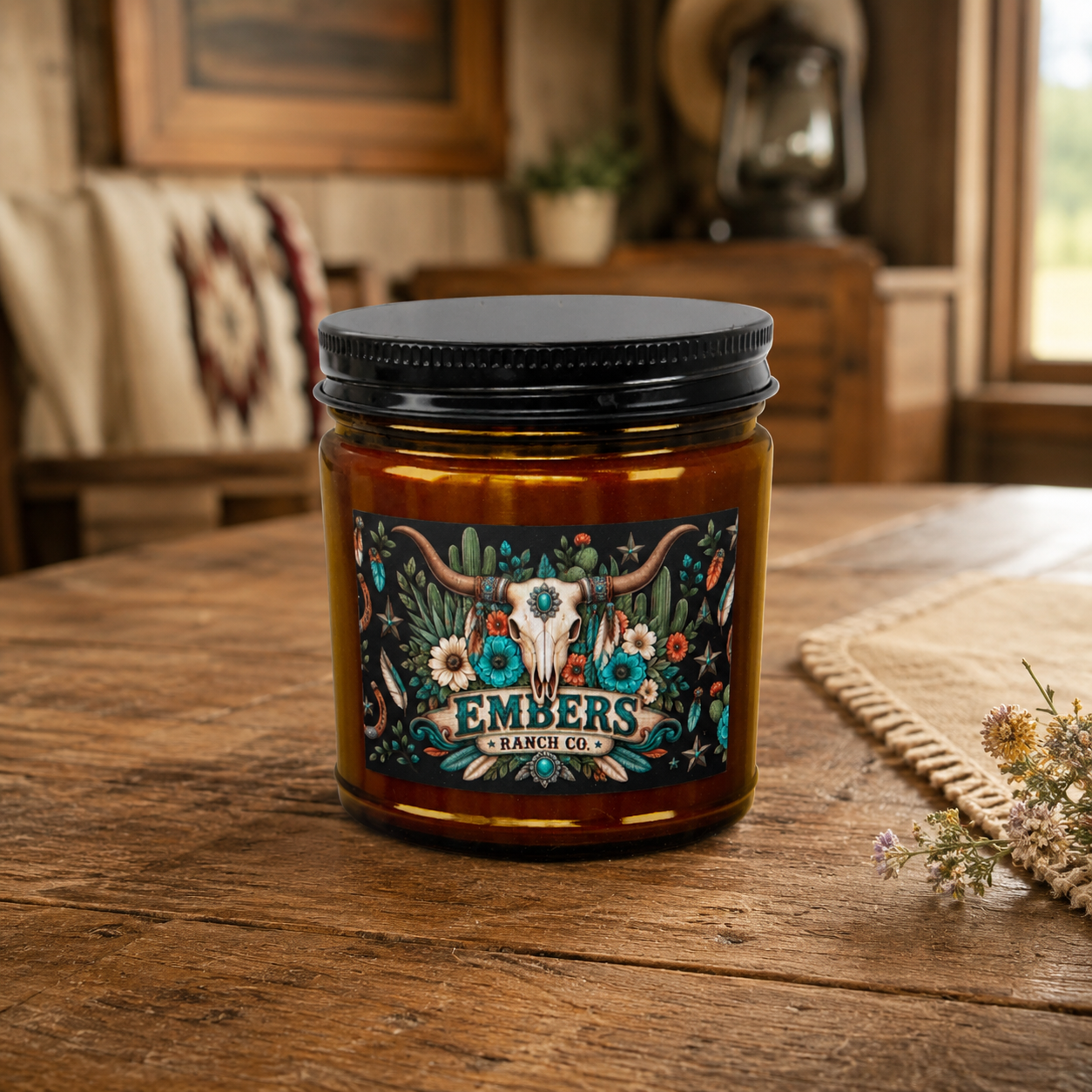 Embers Ranch Co. Western Soy Candle – 9 oz Amber Jar