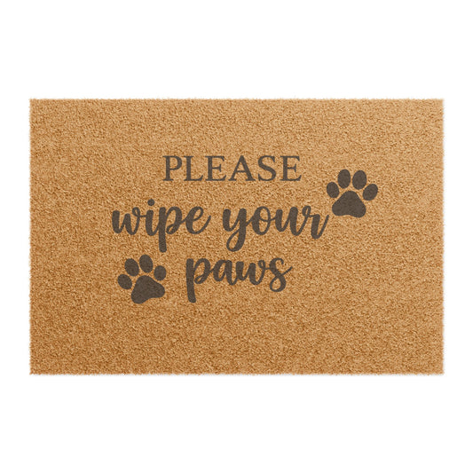Please Wipe Your Paws Doormat – Pet Paw Print Coir Welcome Mat