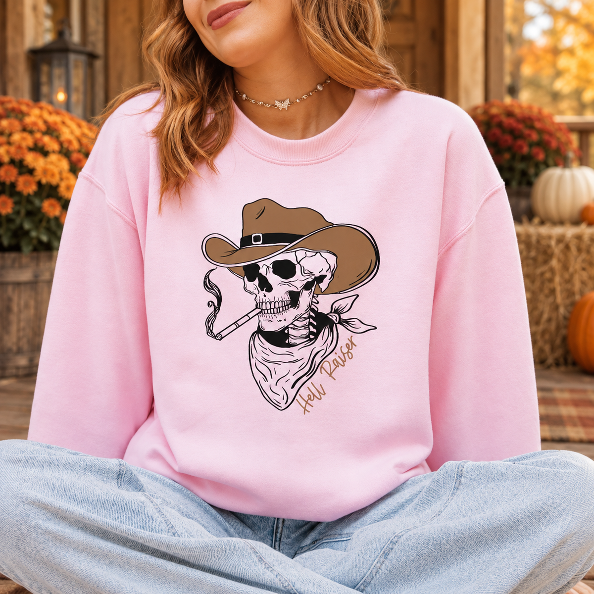 Hell Raiser Western Skeleton Crewneck Sweatshirt