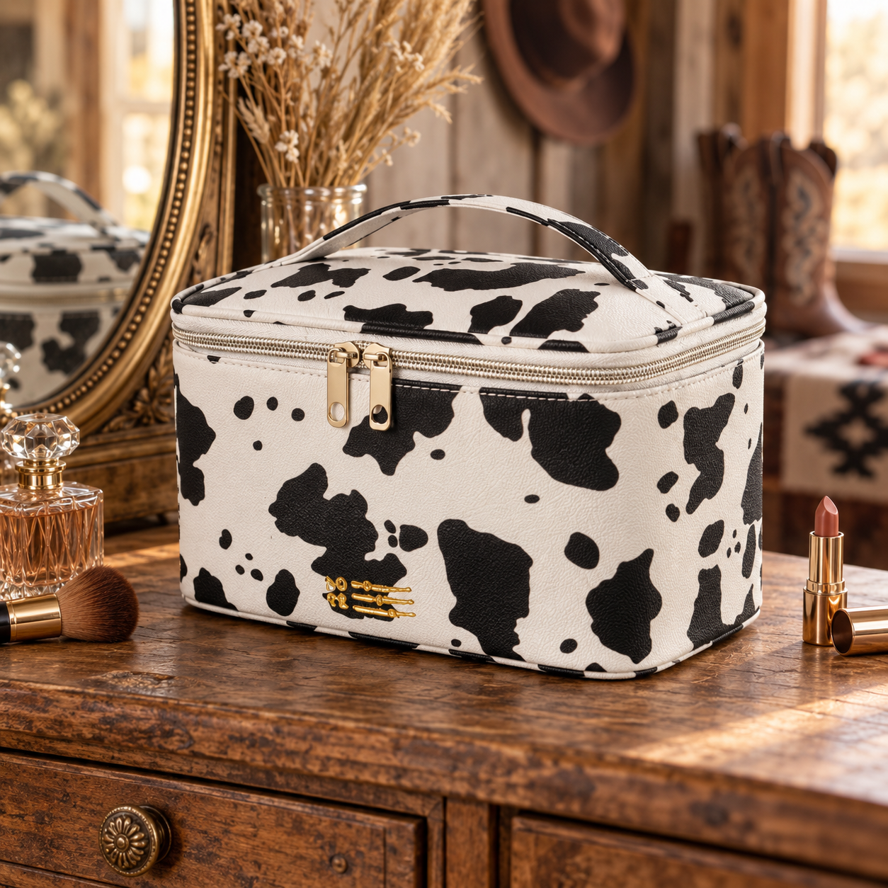 Cow Print Travel Cosmetic & Toiletry Bag