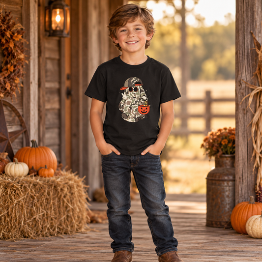Boys’ Camo Ghost Halloween T-Shirt