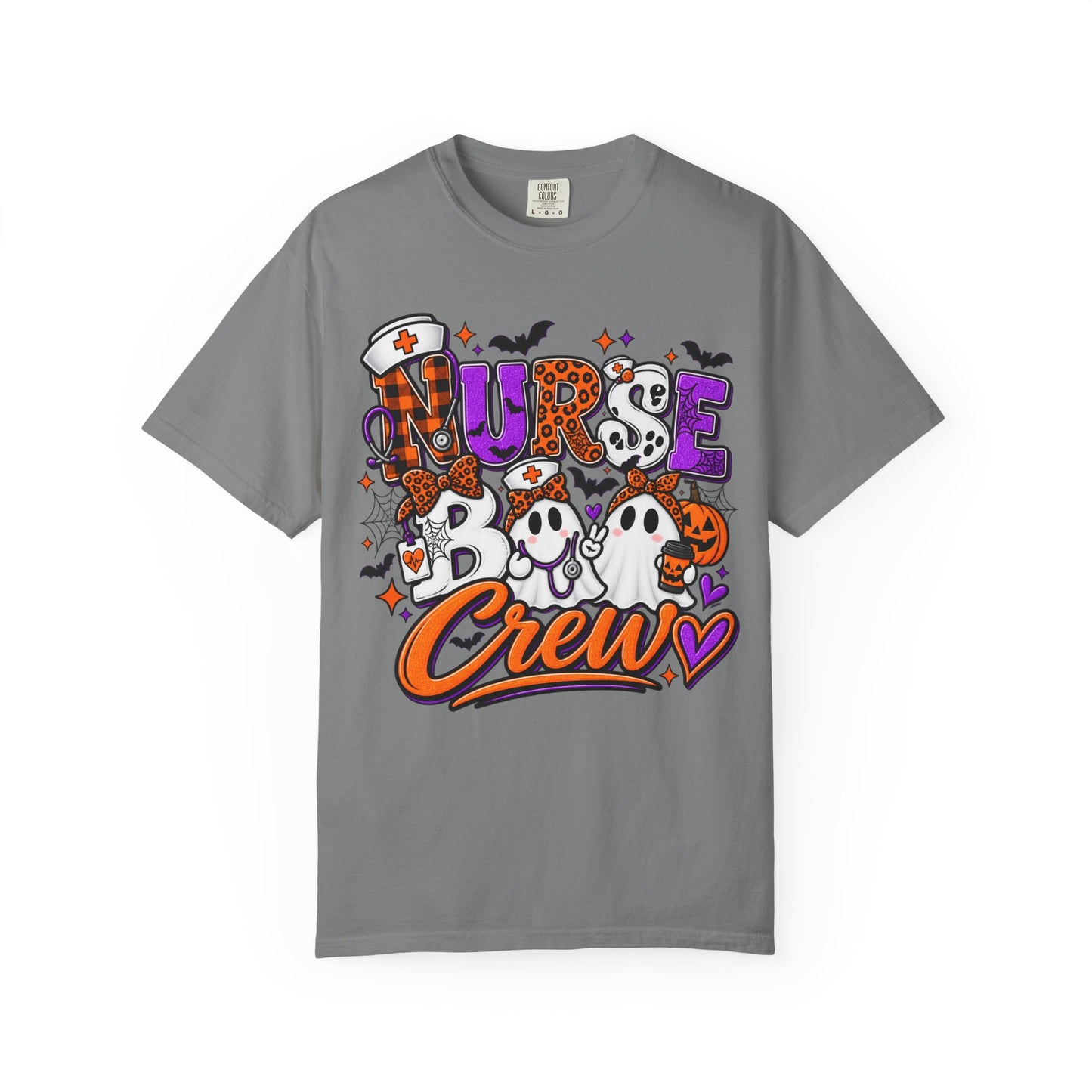 Nurse Boo Crew T-Shirt — Halloween Ghosts & Pumpkins Graphic Tee