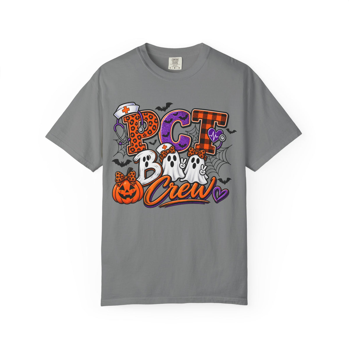 Halloween PCT Crew T-Shirt — Cute Ghosts, Pumpkin & ’Pet Crew’ Graphic