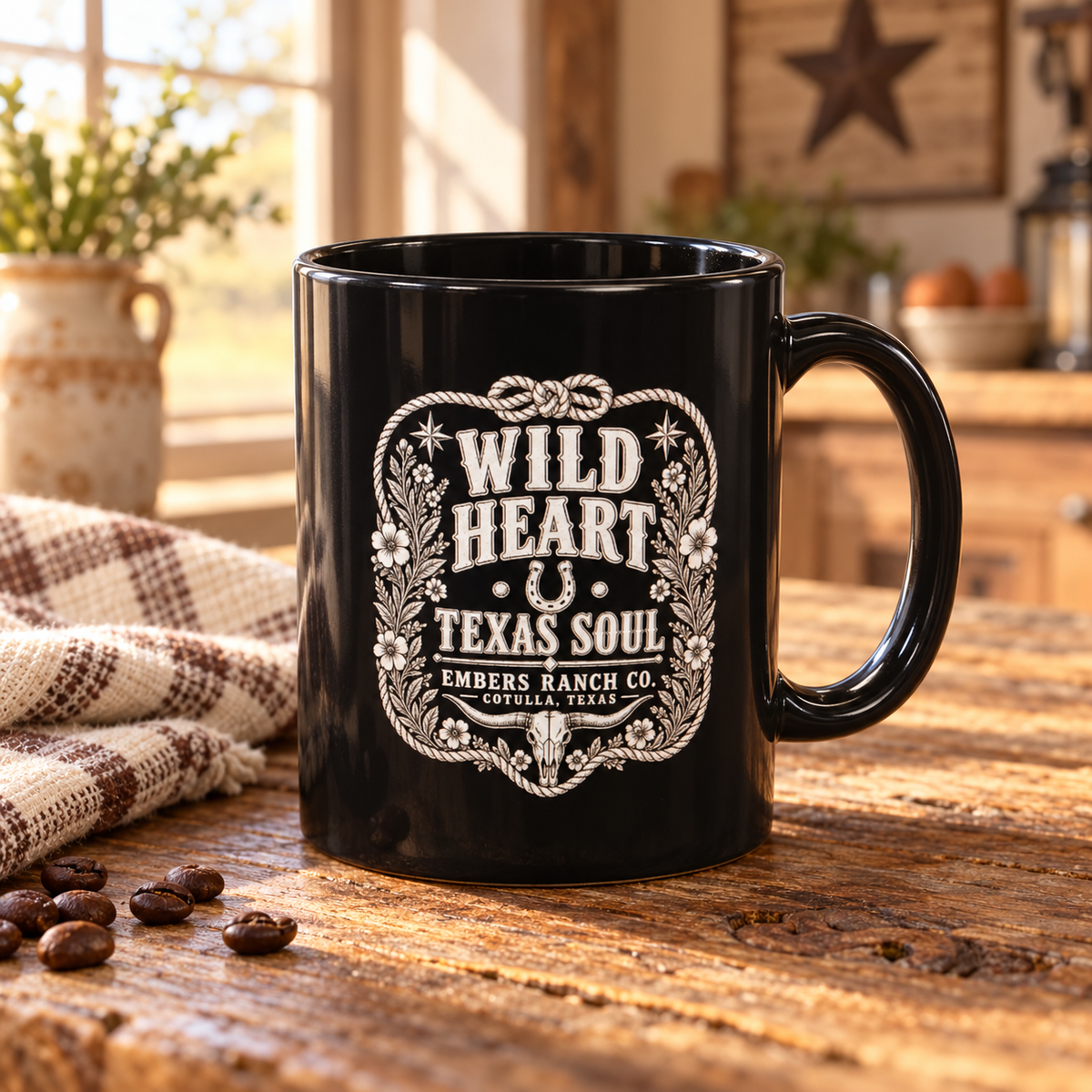 Wild Heart Texas Soul Black Coffee Mug – 11 oz