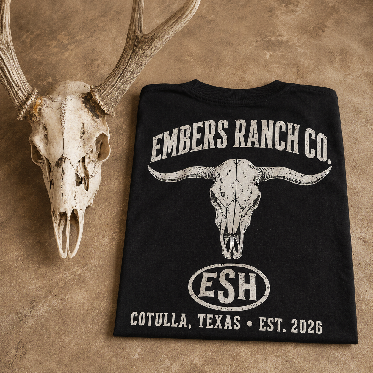 Embers Ranch Co. Longhorn Tee | Cotulla Texas Ranch Shirt | Western Workwear T-Shirt