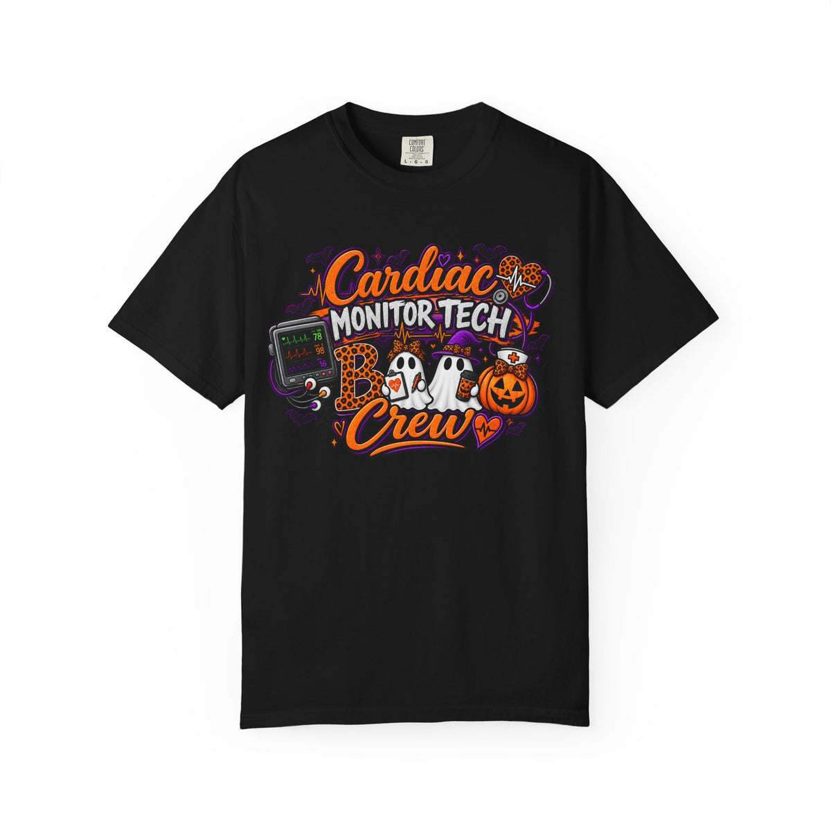 Cardiac Monitor Tech Boo Crew T-Shirt – Halloween ECG Gift for Nurses & Med Techs