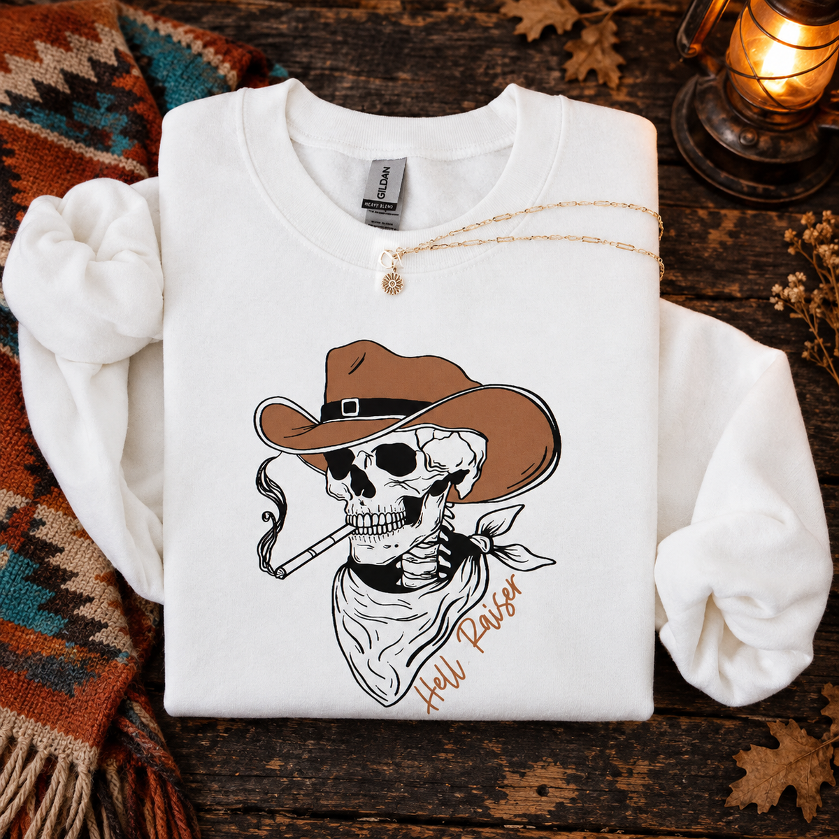 Hell Raiser Western Skeleton Crewneck Sweatshirt