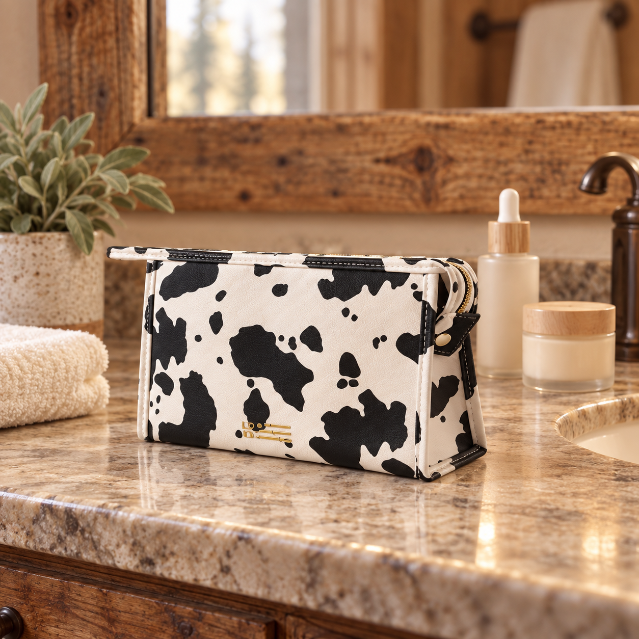 Cow Print Travel Cosmetic & Toiletry Bag