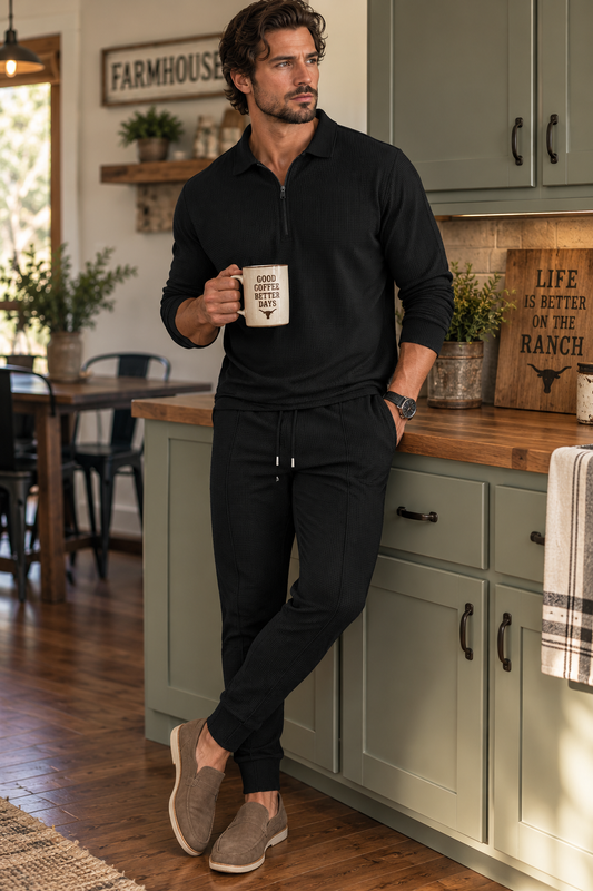 Men's Full Size Long Sleeve Top and Pants Set