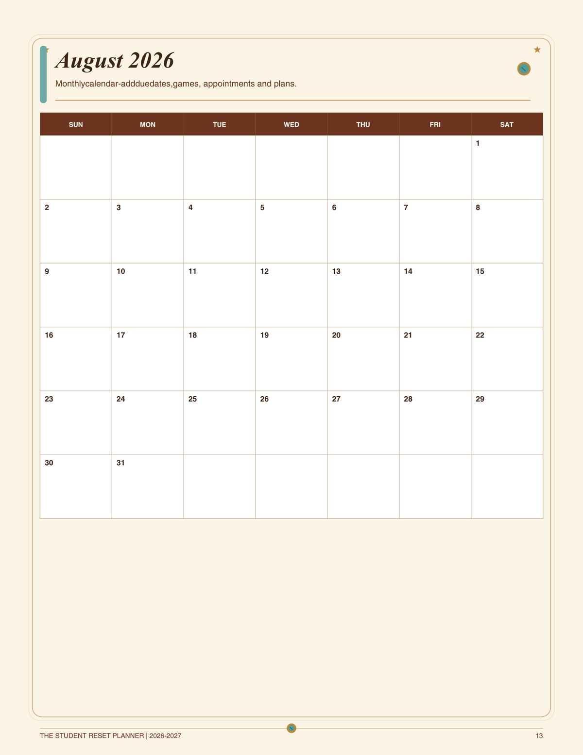 Boho Western Student Planner 2026–2027 | Digital Download