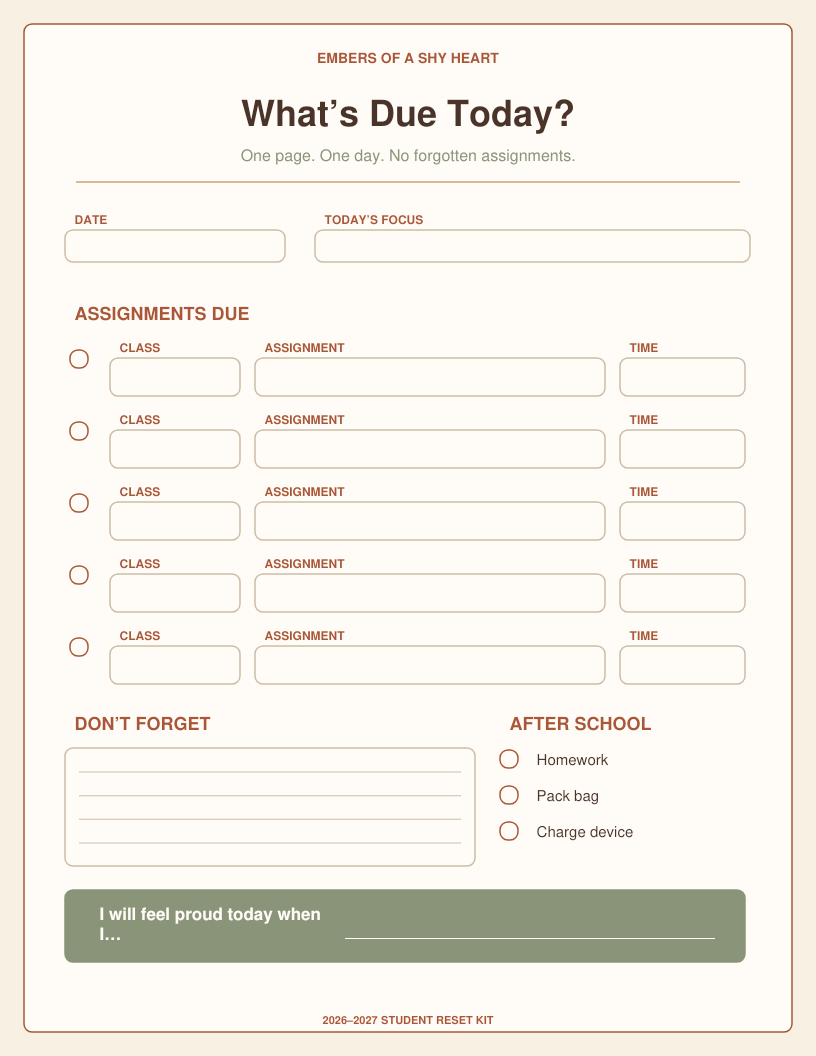 2026–2027 Student Reset Kit