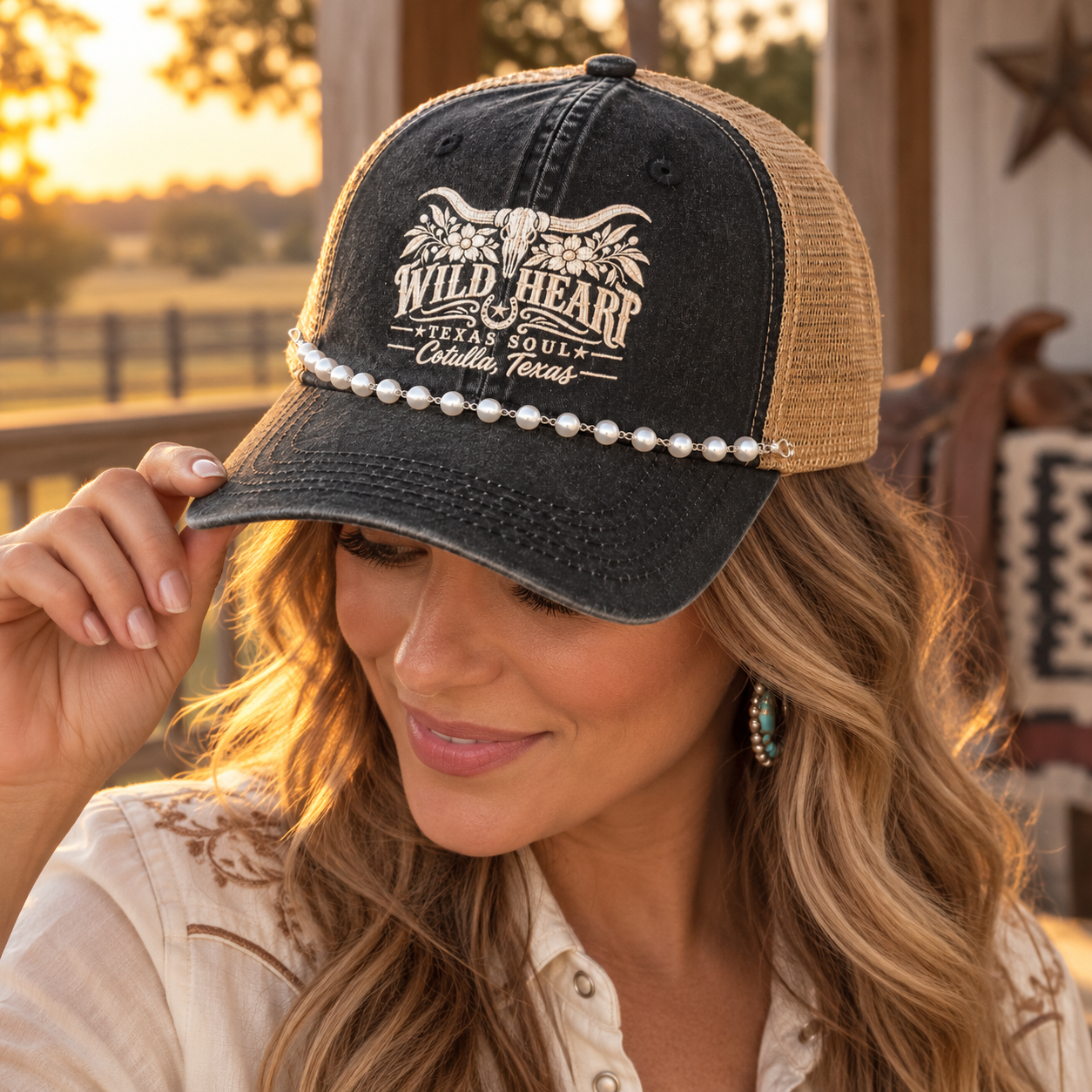Faux Pearl Trucker Hat Chain