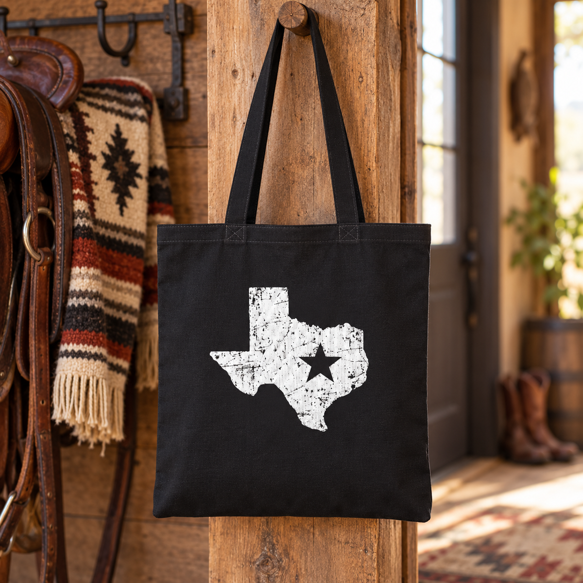 Wild Heart Texas Soul Black Canvas Tote Bag