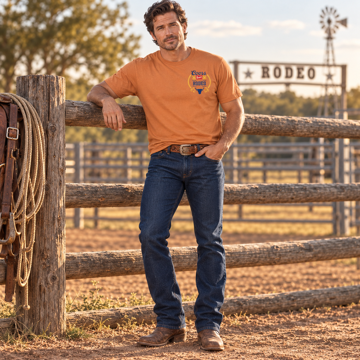 Coors Banquet Rodeo Men’s Front & Back Graphic T-Shirt
