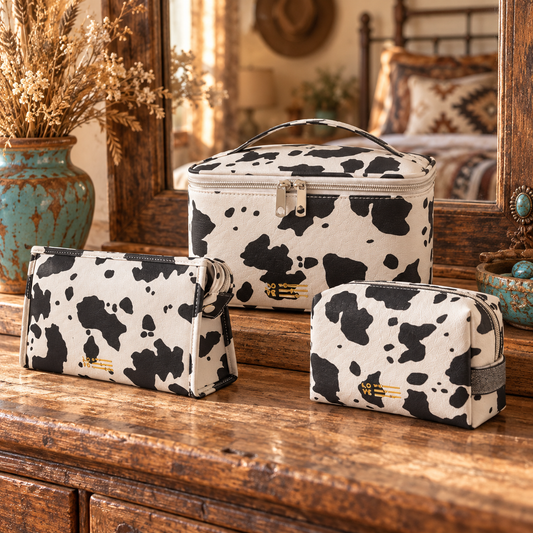 Cow Print Travel Cosmetic & Toiletry Bag
