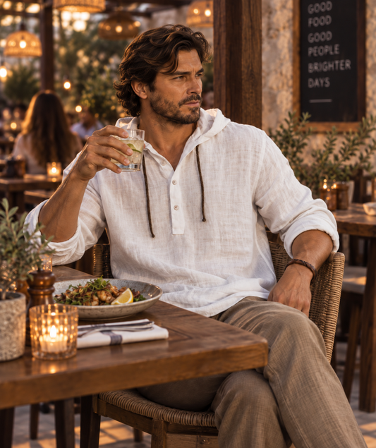 Men's Full Size Half Button Long Sleeve Hoodie