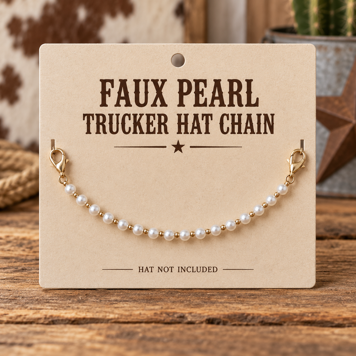 Faux Pearl Trucker Hat Chain